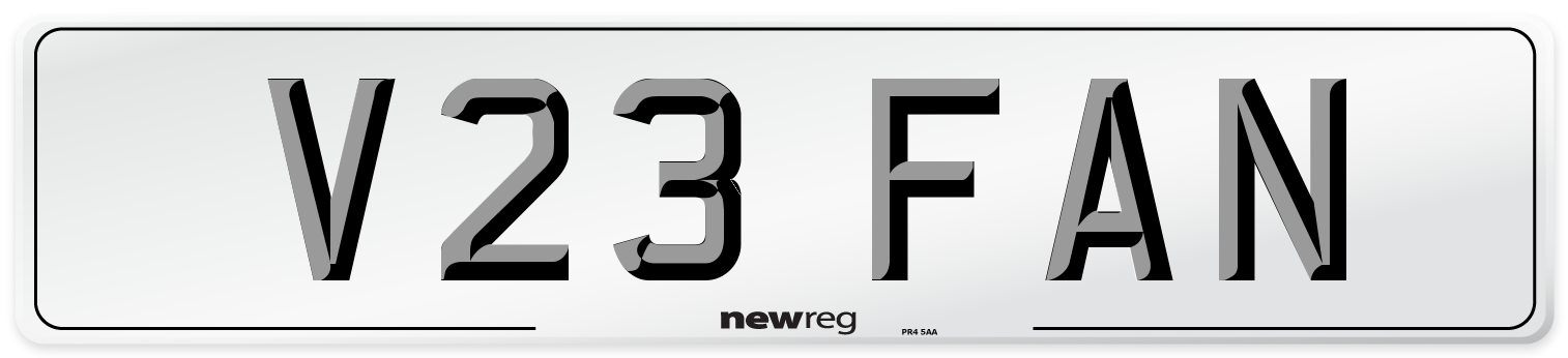 V23 FAN Number Plate from New Reg